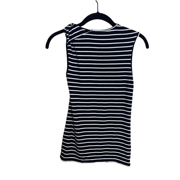 Vince size Small Tank Black & White Striped Pima Cotton Twist Neck Sleeveless - Picture 8 of 8
